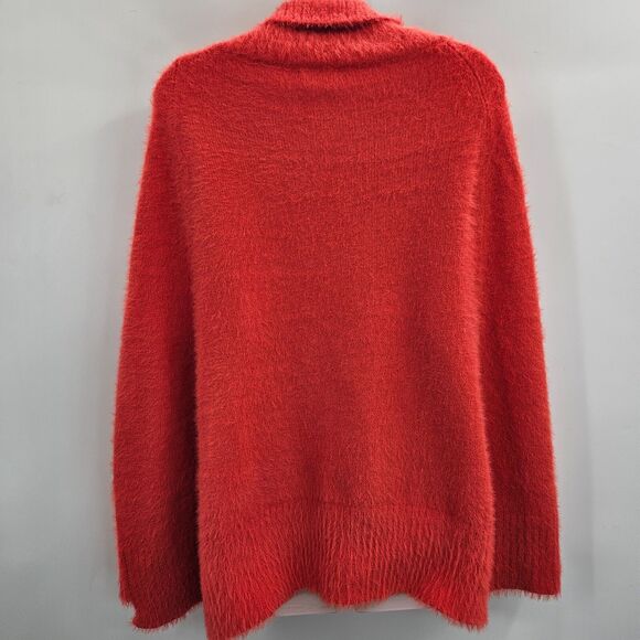 NWT Mersea Chalet Poncho Sweater Size Petite Orange Soft Fuzzy Cozy - Picture 6 of 10